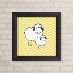 Quadro Infantil Ovelha Chevron Amarelo - comprar online