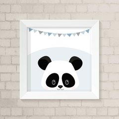 Quadro Infantil Panda fundo Azul