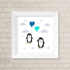 Quadro Infantil Pinguins e Balões