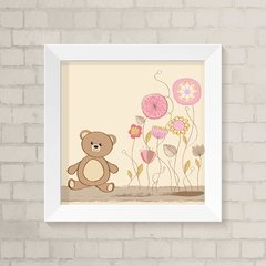 Quadro Infantil Ursinha e Flores
