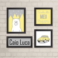 Kit de Quadros Urso e Fusca Amarelo - comprar online