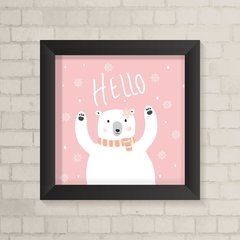 Quadro Infantil Urso Hello Rosa - comprar online
