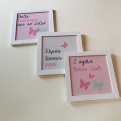 KIT DE QUADROS FRASE AGORA TEMOS TUDO MENINA na internet