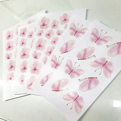 Adesivos Flores de Cerejeira e Borboletas Aquarela Rosa - comprar online