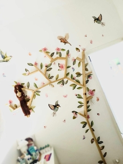 Adesivos Folhas, flores, borboletas e pássaros aquarela