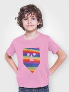 Camiseta Infantil Baiana System Máscara Arco Íris Rosa