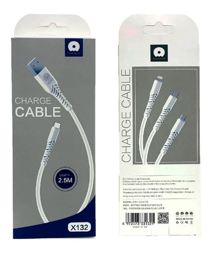 Cable Carga Wuw Usb Tipo C Type C X132 2.5m - comprar online