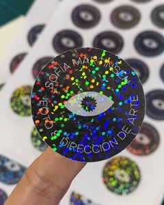 Stickers con Impresion + Acabado con Foil Stamping Holografico Transparente - tienda online