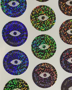 Stickers con Impresion + Acabado con Foil Stamping Holografico Transparente en internet