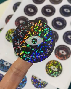 Stickers con Impresion + Acabado con Foil Stamping Holografico Transparente