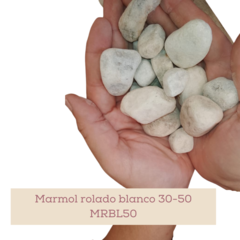 Piedra blanca marmol rolado /redondeada bolsa de 25 Kg - Nuevo Vivero Hanasono