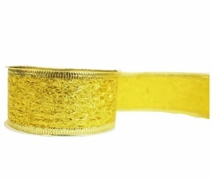 Fita Decorativa Natal Cetim 5Cm x 2,7M Borda Ouro Glitter na internet