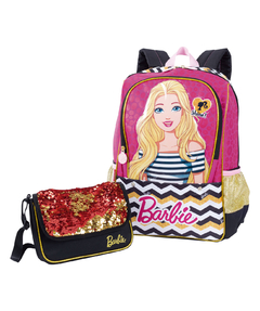 Mochila Costas Barbie Shine 19Z Paetê Rosa Original Sestini - loja online