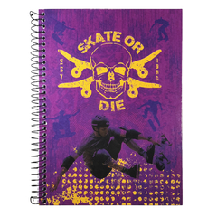 Caderno Espiral Skate 96 Folhas Capa Dura Máxima Unidade