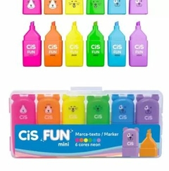 Marca Texto Cis Fun Mini Cores Neon 6 Unidades Cute Estojo - comprar online