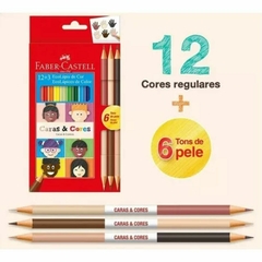 Lápis De Cor 12 Cores Faber-Castell Caras E Cores 6 Tom Pele - comprar online