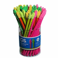 Kit 48 Lápis Neon Cis Premium HB N°2 Borracha Escolar