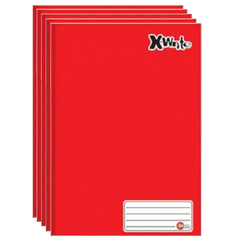 Kit 5 Cadernos Brochurão X-Write Vermelho SEM PAUTA 96 Folhas