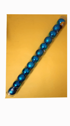 Bola de Natal Nº5 Com 12 Unidades Fosca E Cromada Azul na internet