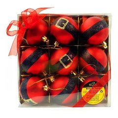 Imagem do Bola de Natal Nº7 Com 6 Unidades Fosca Vermelho Glitter