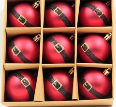 Bola de Natal Nº6 Com 9 Unidades Fosca Vermelho Glitter - comprar online