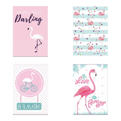 Caderno Pequeno 1/4 Brochurão Flamingos Pink 96FLS Máxima