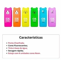 Marca Texto Cis Fun Mini Cores Neon 6 Unidades Cute Estojo - loja online