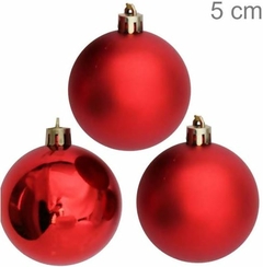 Bola de Natal Nº5 Com 12 Unidades Fosca E Brilhante Vermelha