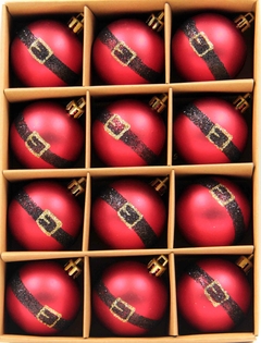 Bola de Natal Nº5 Com 12 Unidades Fosca Vermelho Glitter