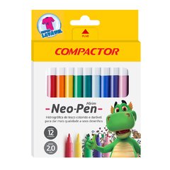 Canetinha Hidrográfica 12 Cores Compactor Neo Pen Mirim