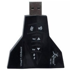 Adaptador Placa De Som USB 7.1 Knup Entrada P2 Fone e Micro