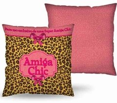 Almofada Estampada Amiga Chic Rosa Onça Presente