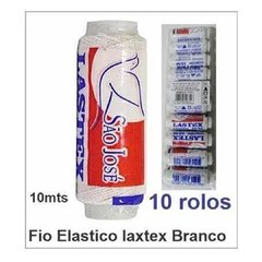 Kit 10 Rolos Lastex São José 10 Metros Cada Elástico Branco