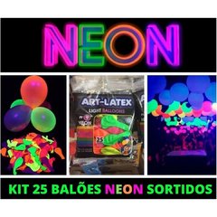 Balão Neon Sortido 25 Unidades Art-Latex Brilha Luz Negra n9 - loja online