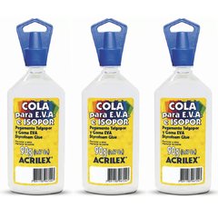 Kit 3 Colas Para Isopor e E.V.A. Acrilex 90g Cada Artesanato