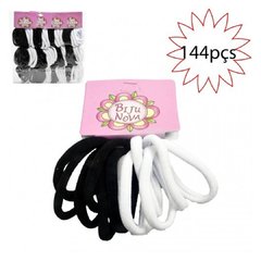 Kit 144 Elásticos Para Cabelo Preto Branco Buchinha Xuxinha