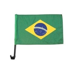 Kit 20 Bandeira Brasil Para Carro C/ Haste 30x20cm Poliester