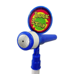 Microfone Infantil Com Pedestal Azul DM Toys Meninos Com Som
