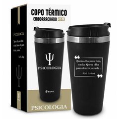 Copo Térmico Emborrachado Psicologia Presente Preto 450ml