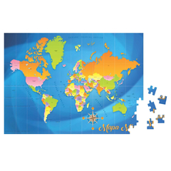 Quebra-Cabeça Mapa Mundi 250 Peças Toia Puzzle Azul