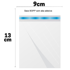 Saco Plástico Bopp C/ Aba Adesiva Transparente 100 Un 9X13cm