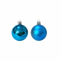 Bola de Natal Nº5 Com 12 Unidades Fosca E Cromada Azul