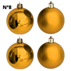Bola de Natal Nº8 Com 5 Unidades Fosca E Cromada Dourada
