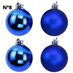 Bola de Natal Nº8 Com 5 Unidades Fosca E Cromada Azul