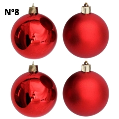 Bola de Natal Nº8 Com 5 Unidades Fosca E Cromada Vermelha