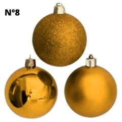 Bola de Natal Nº8 Com 6 Unidades Fosca/Cromada/Lisa Dourada