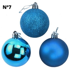 Bola de Natal Nº7 6 Unidades Fosca/Brilhante/Lisa Azul Bebê
