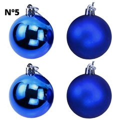 Bola de Natal Nº5 Com 12 Unidades Fosca E Cromada Azul