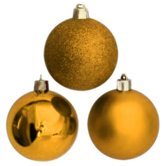 Bola de Natal Nº6 9 Unidades Fosca/Brilhante/Lisa Dourada