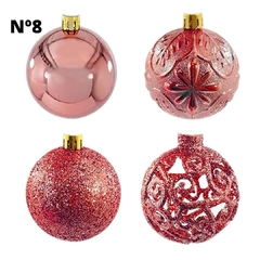 Bola de Natal Nº6 9 Unidades Texturada/Flores/Brilho/Lisa - loja online